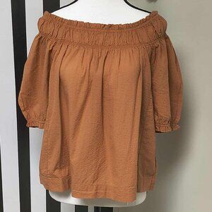 Free Assembly: Burnt Orange Women's Puff Sleeve Top Size M